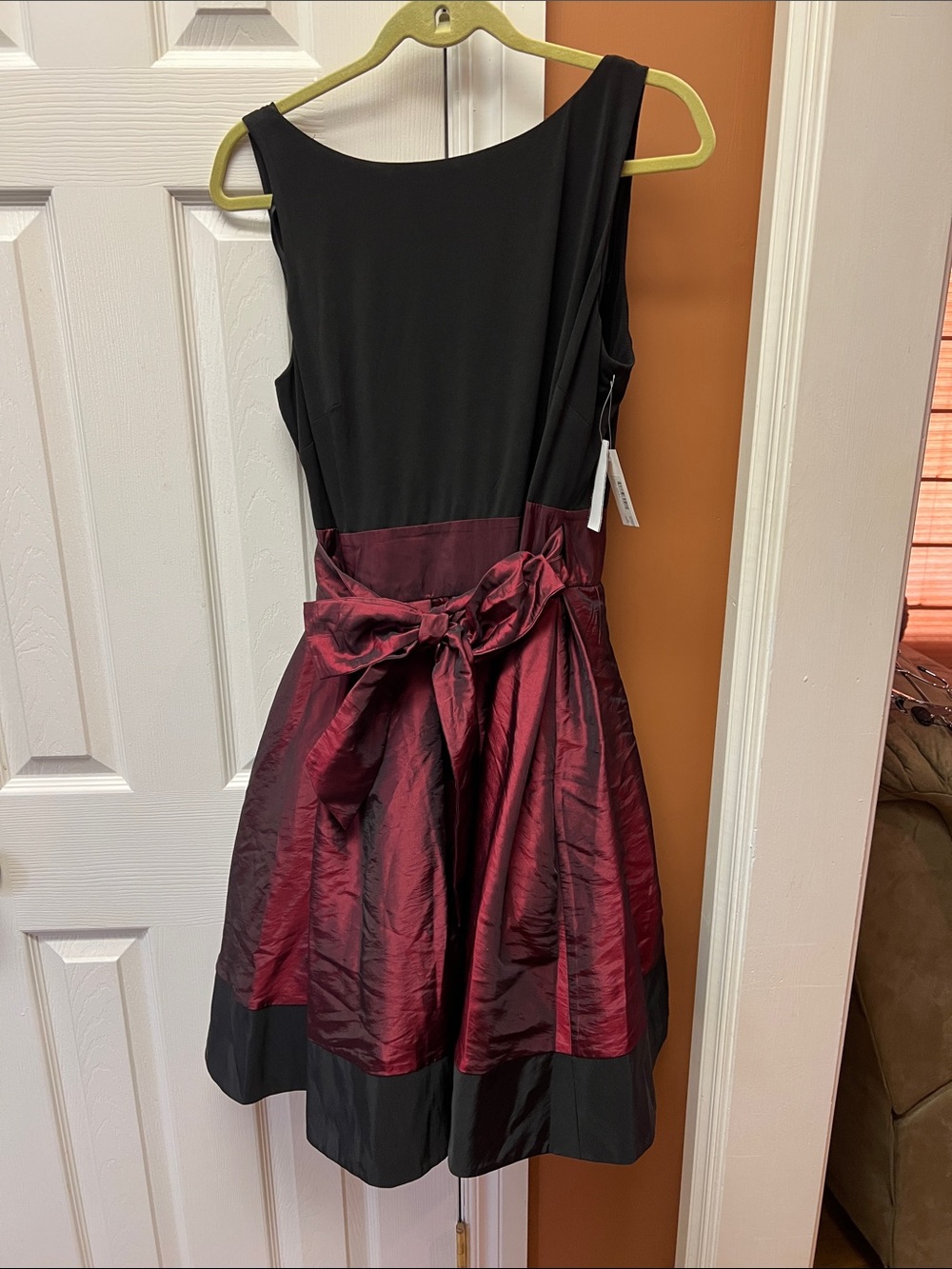 S.L. Fashions Black and Red Mini Dress